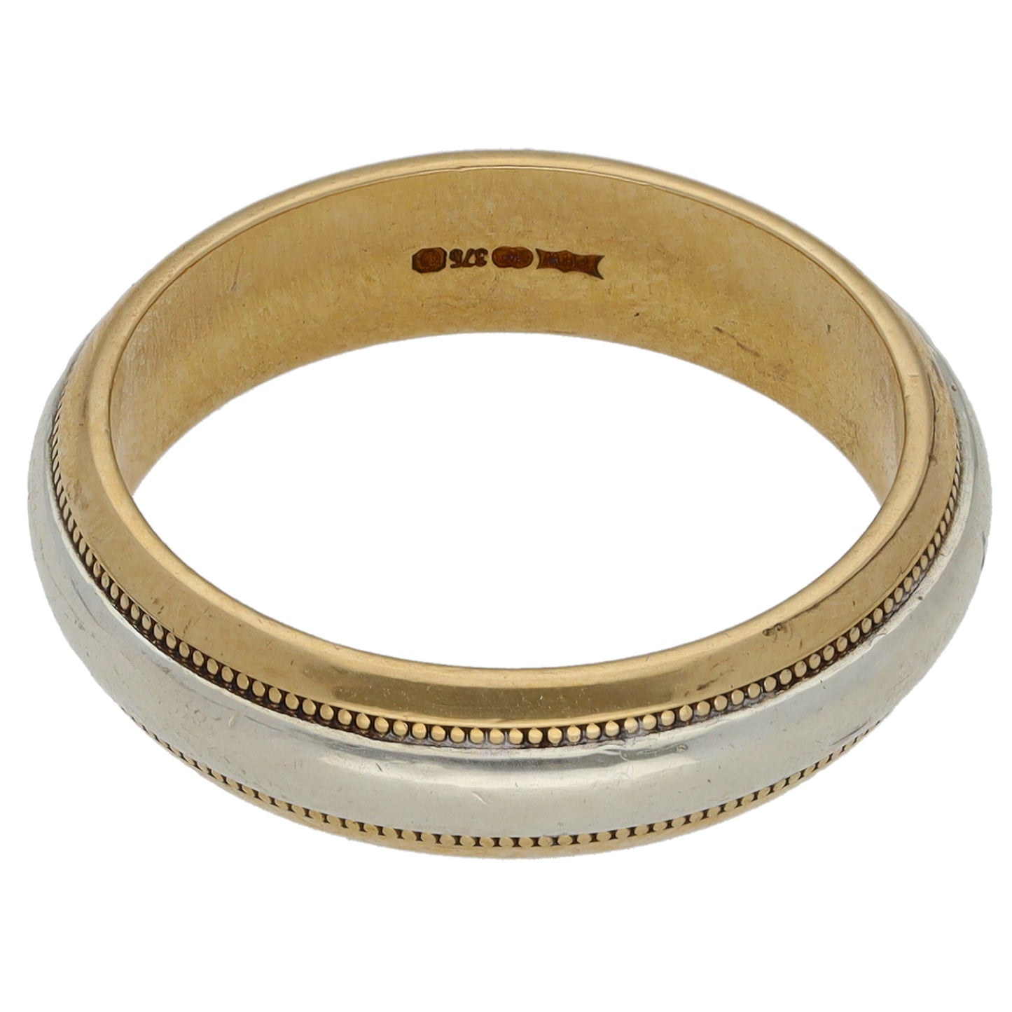 9ct Bi-Colour Gold Patterned Wedding Ring Size L
