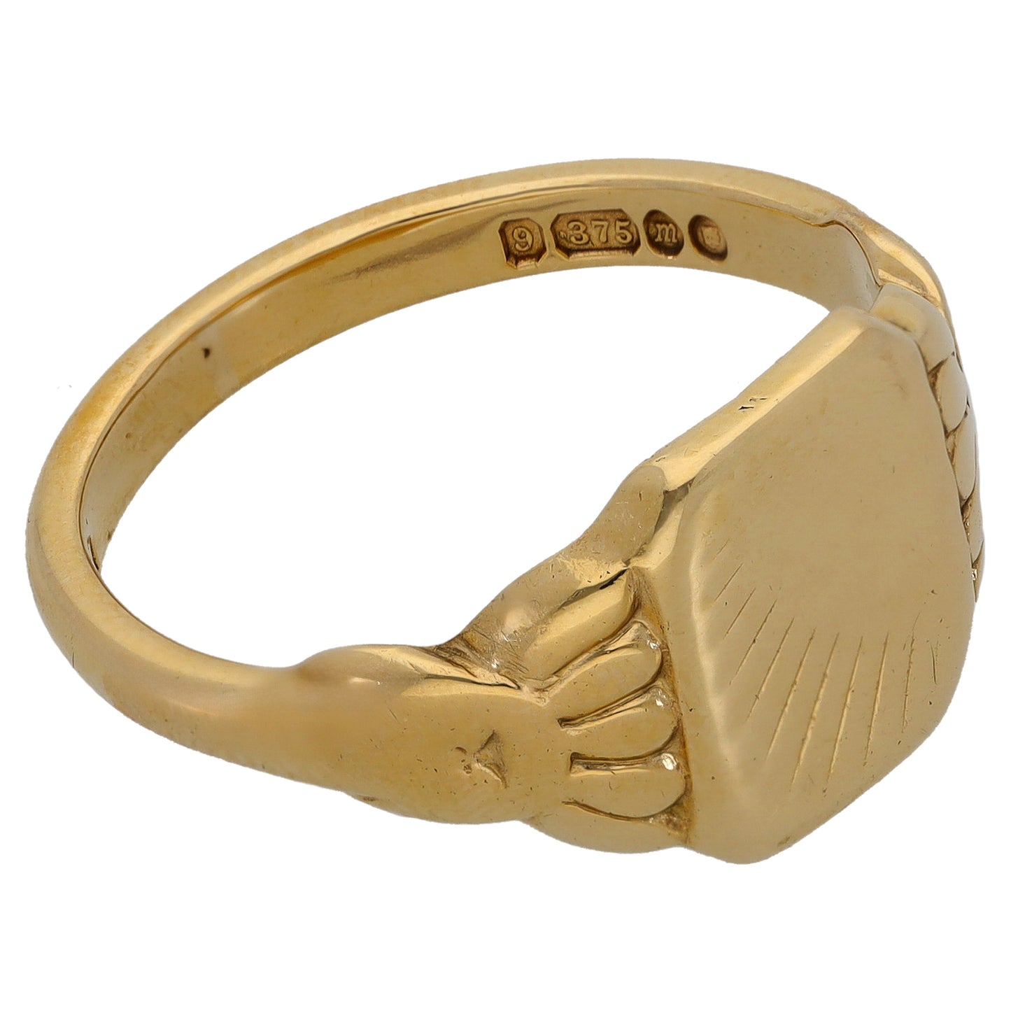 9ct Gold Patterned Signet Ring Size V