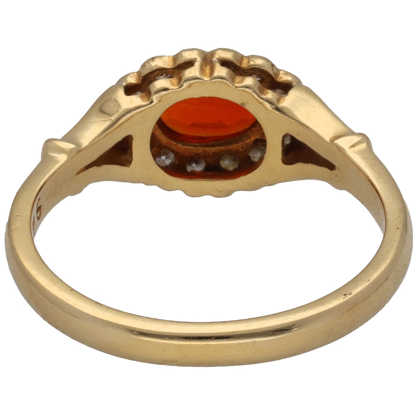 18ct Gold Fire Opal & 0.28ct Diamond Dress/Cocktail Ring Size M