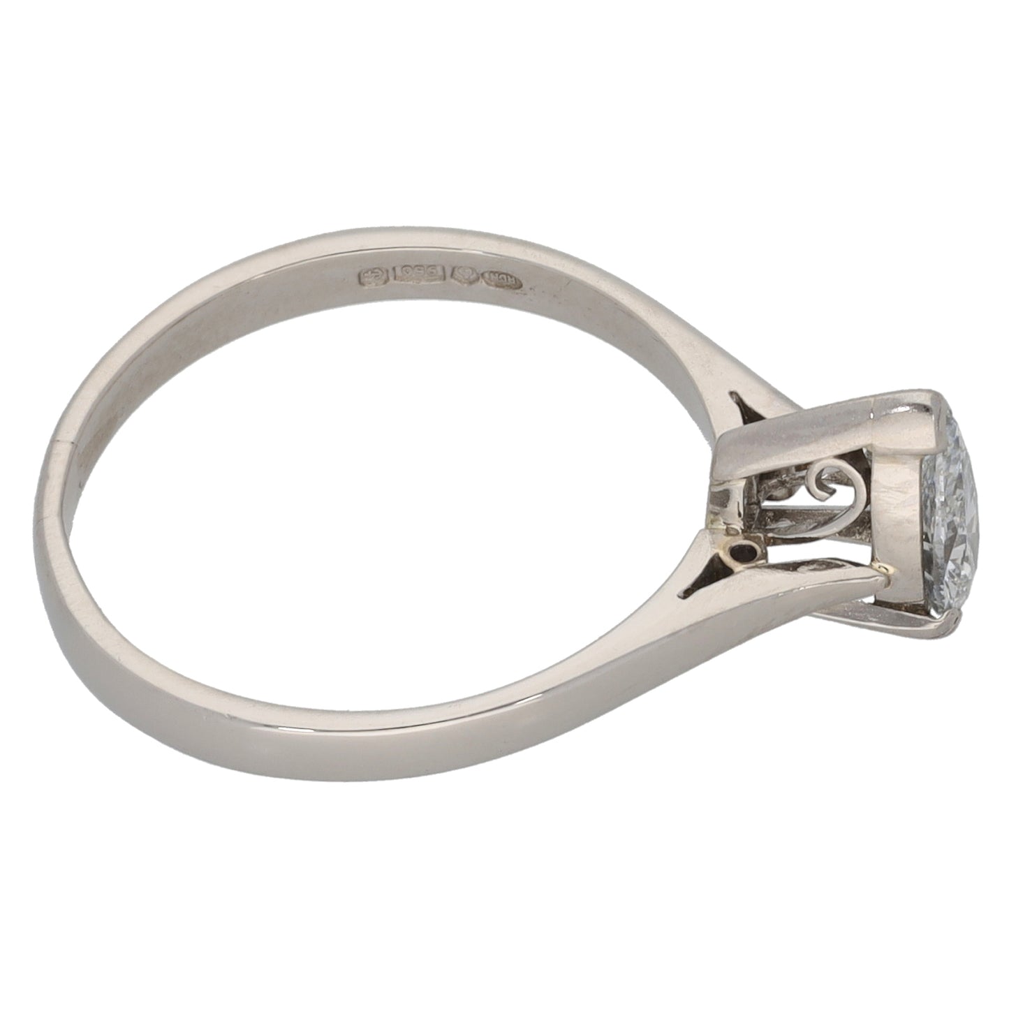 Platinum 0.43ct Diamond Solitaire Ring Size M