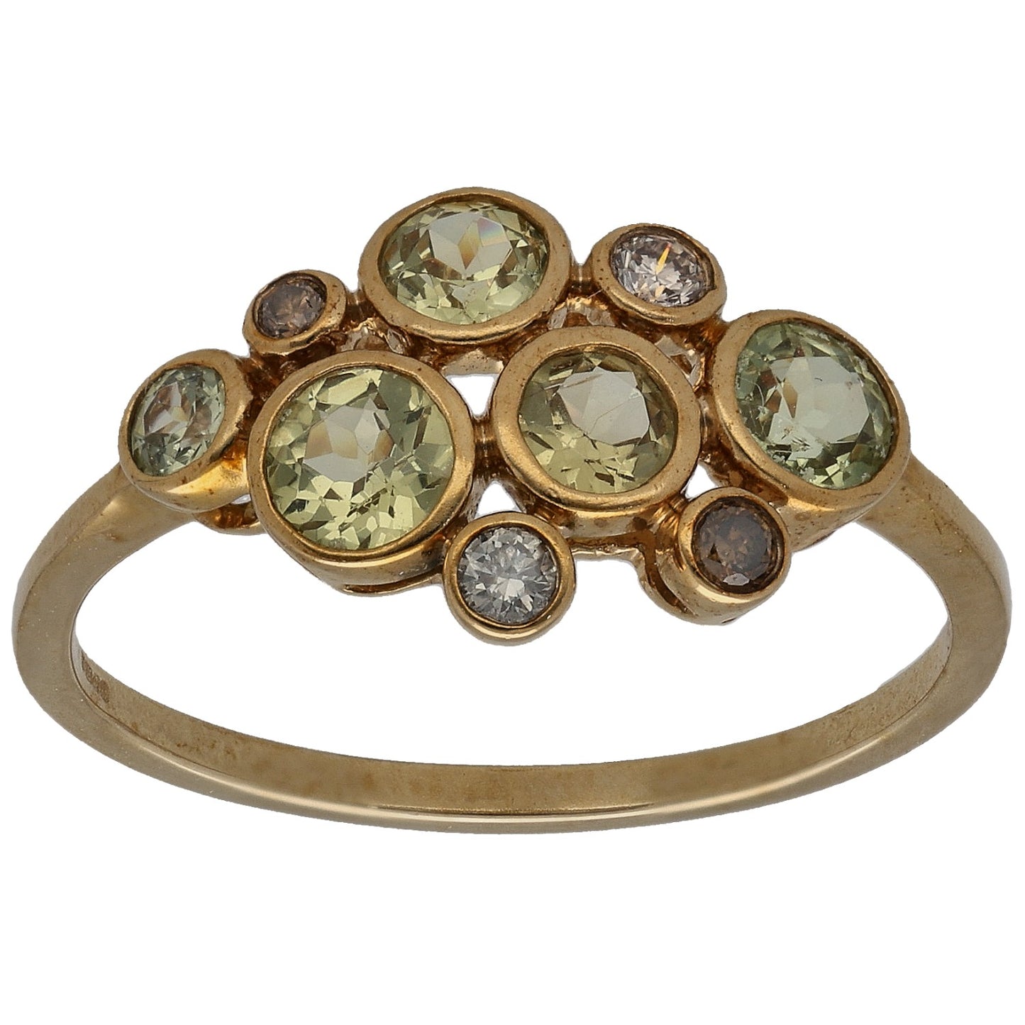 9ct Gold Garnet & 0.06ct Diamond Dress/Cocktail Ring Size S