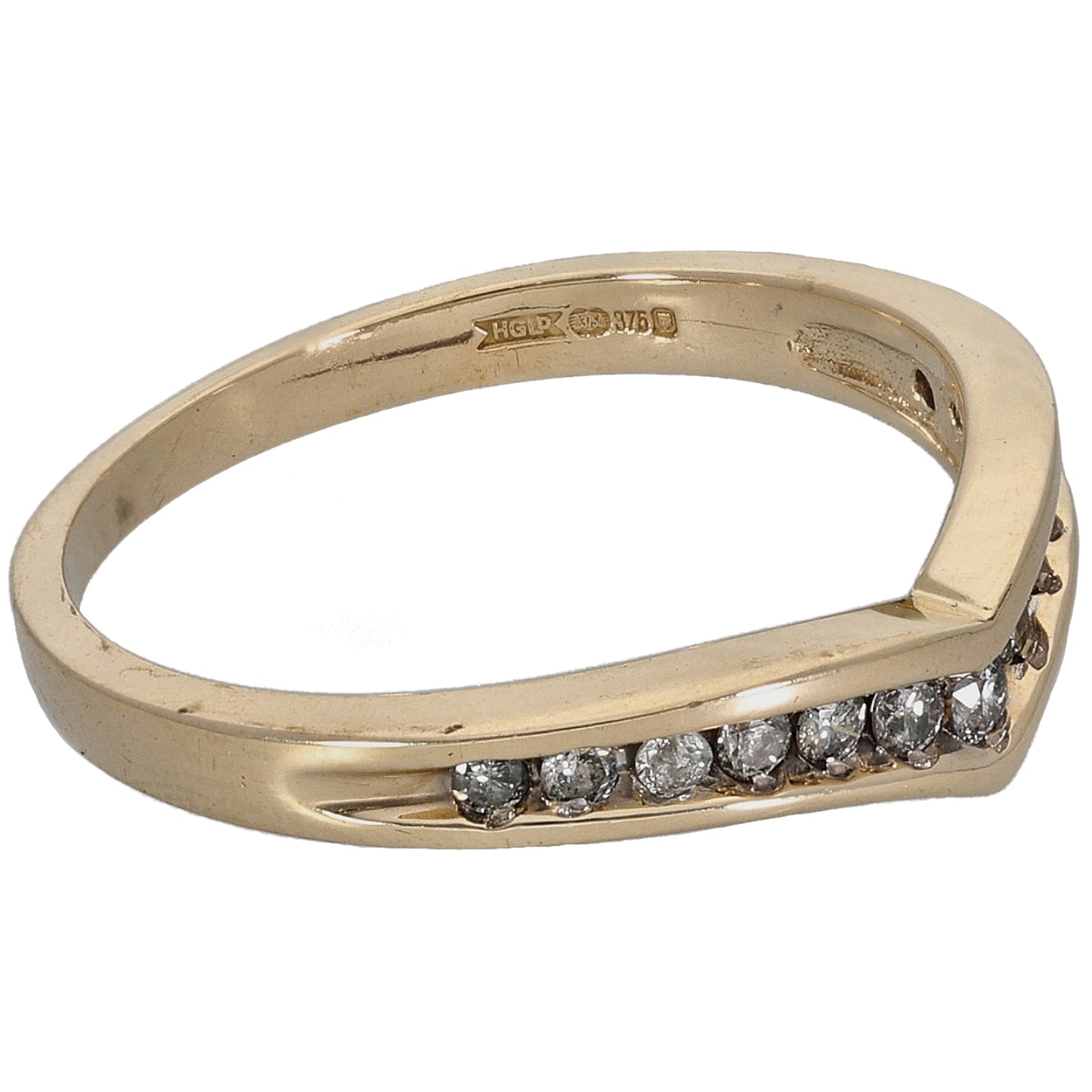 9ct Gold 0.25ct Diamond Wishbone Ring Size P