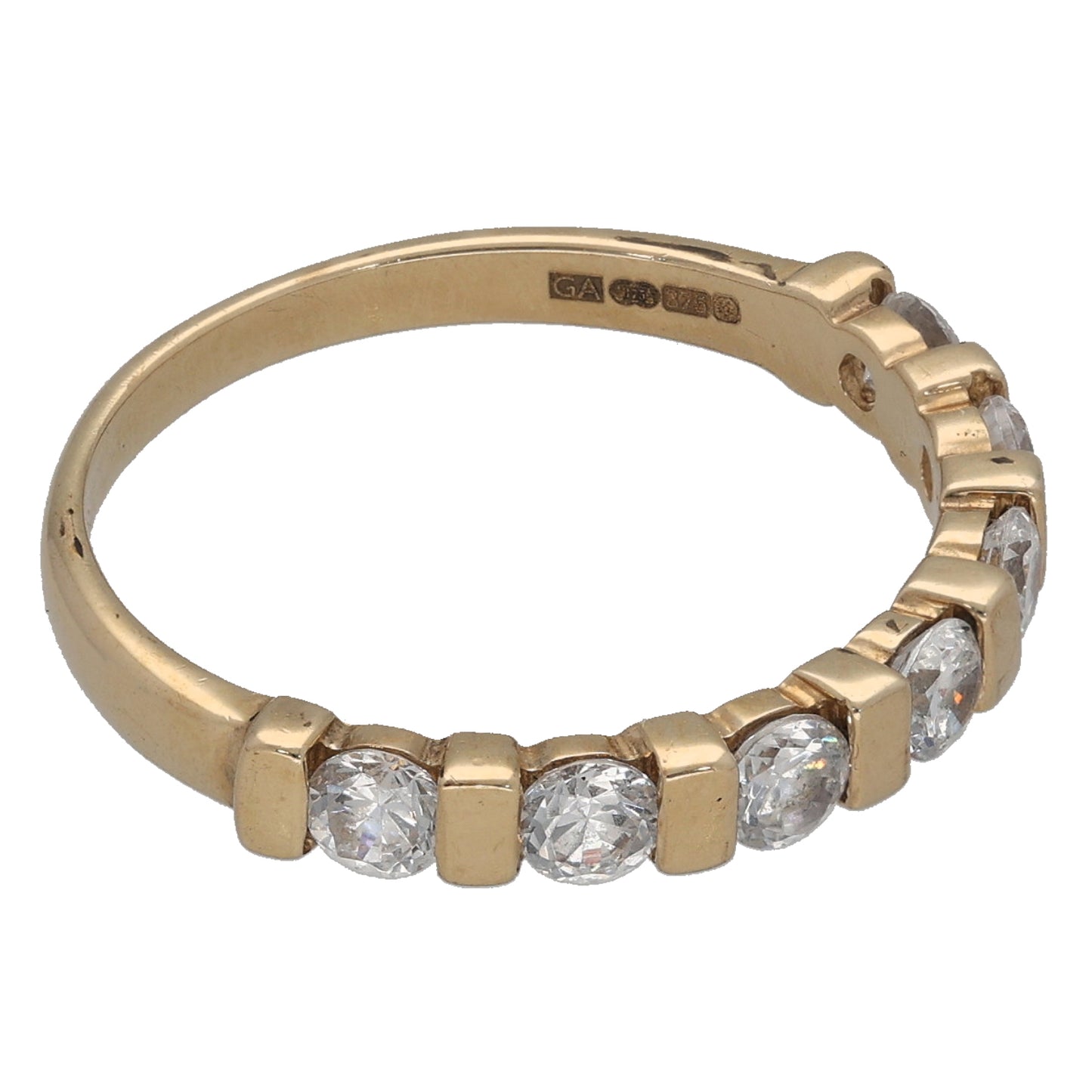 9ct Gold Cubic Zirconia Half Eternity Ring Size O
