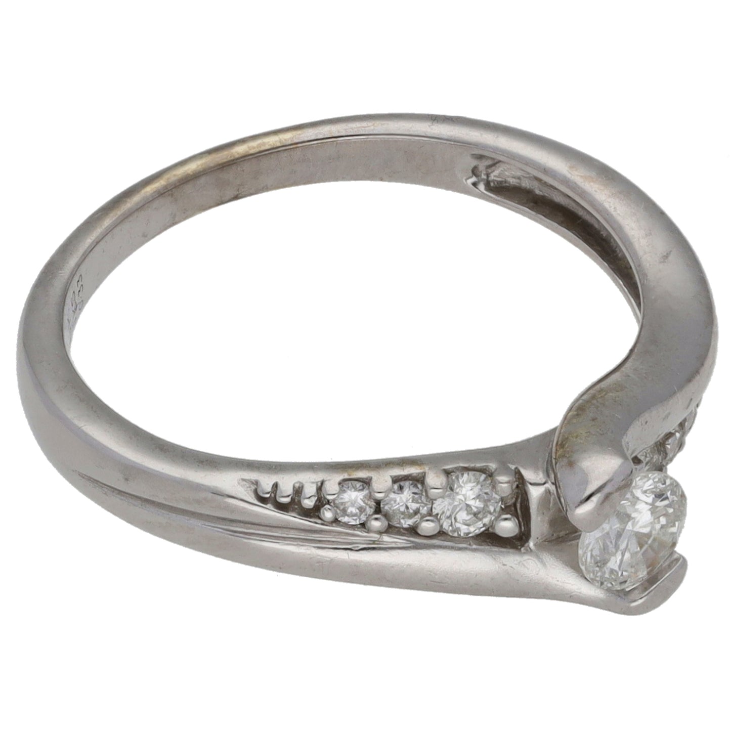9ct White Gold 0.33ct Diamond Solitaire Ring With Accent Stones Size N