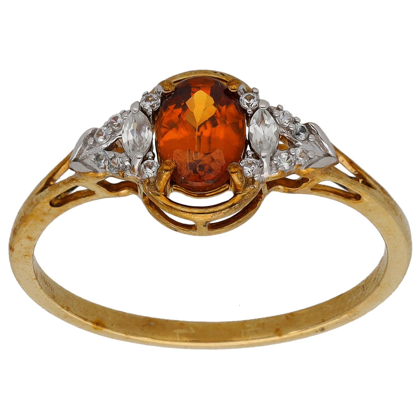 9ct Gold Zircon & Imitation Dress/Cocktail Ring Size P