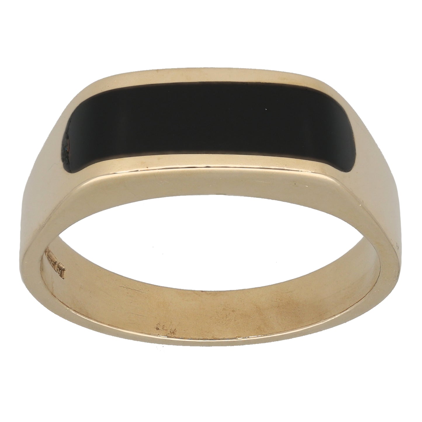 9ct Gold Onyx Patterned Signet Ring Size U