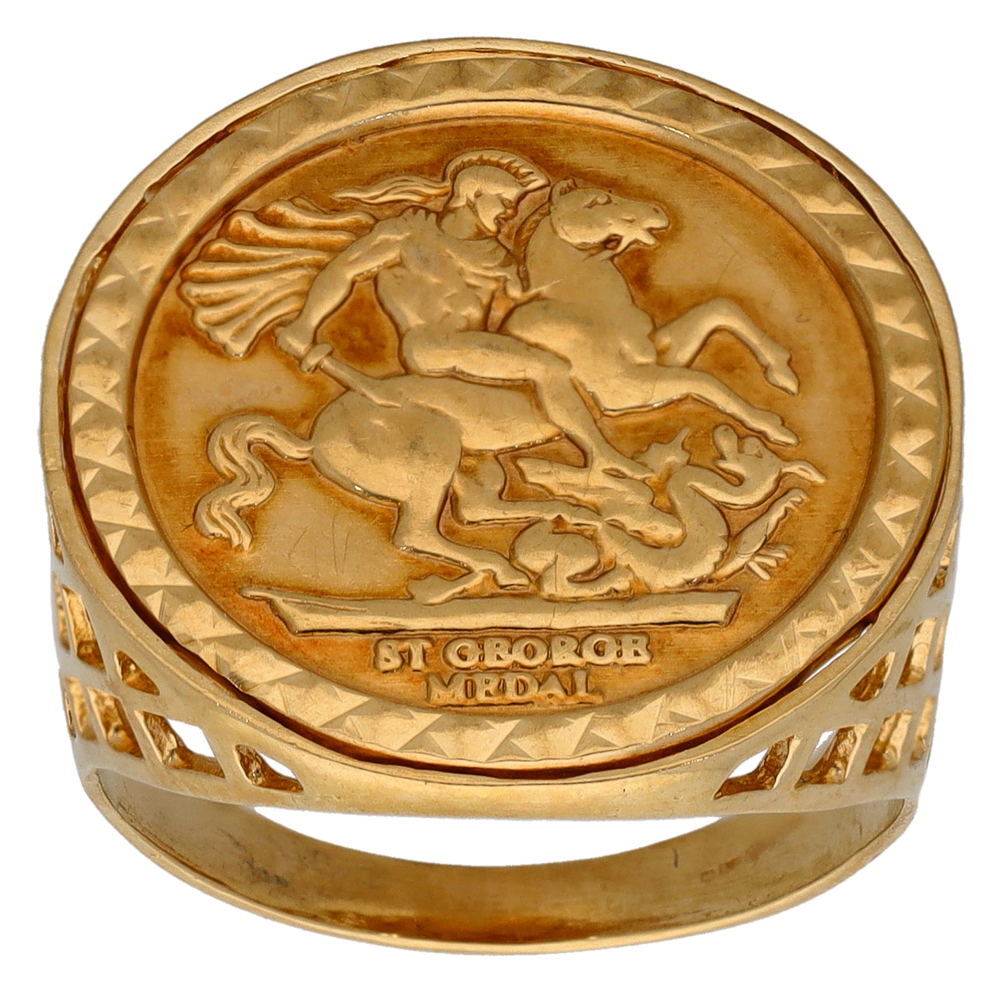 9ct Gold St George Ring Size Q