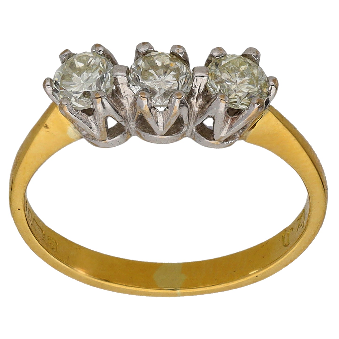 18ct Bicolour Gold 0.54ct Diamond Trilogy Ring Size K