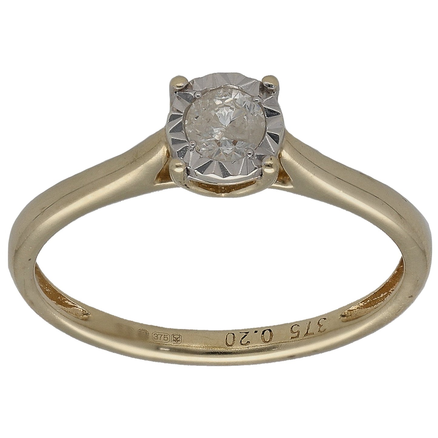 9ct Gold 0.20ct Diamond Solitaire Ring Size N
