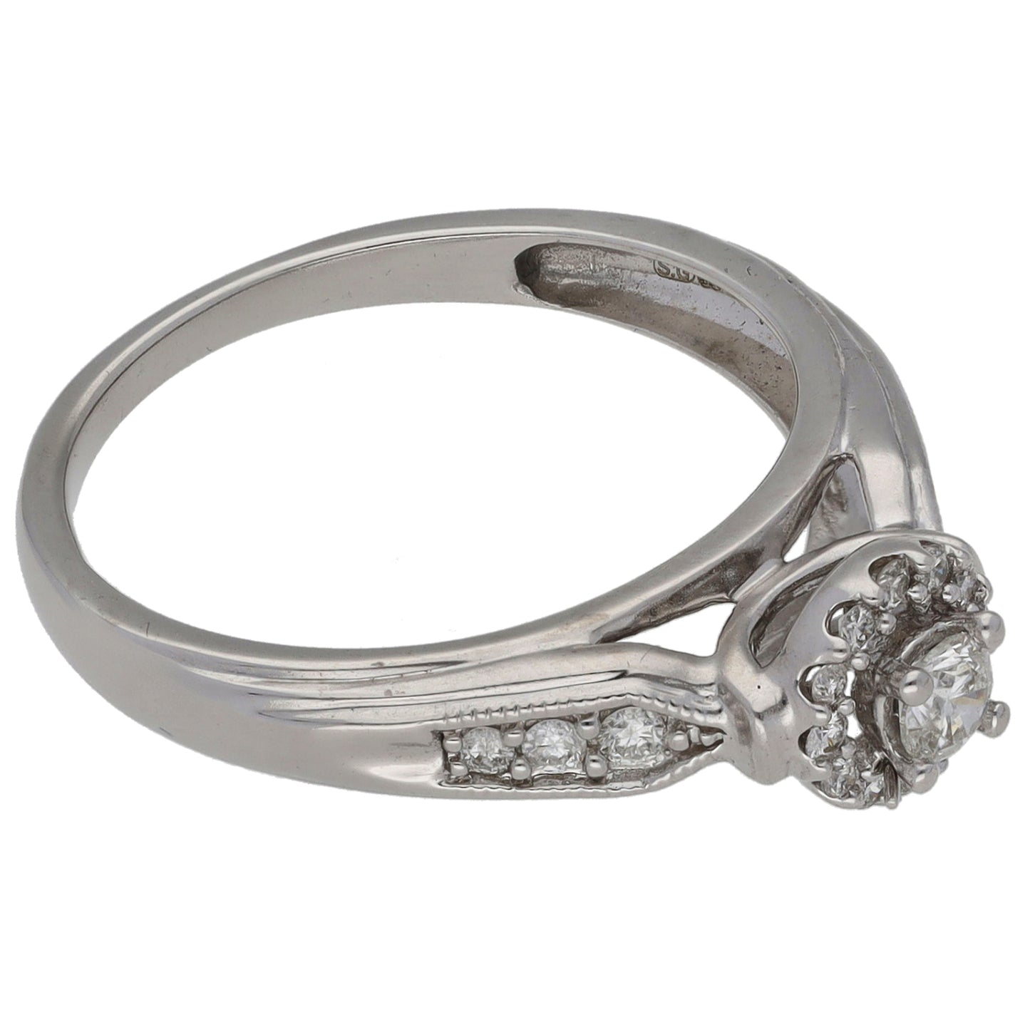 18ct White Gold 0.26ct Diamond Dress/Cocktail Ring Size N