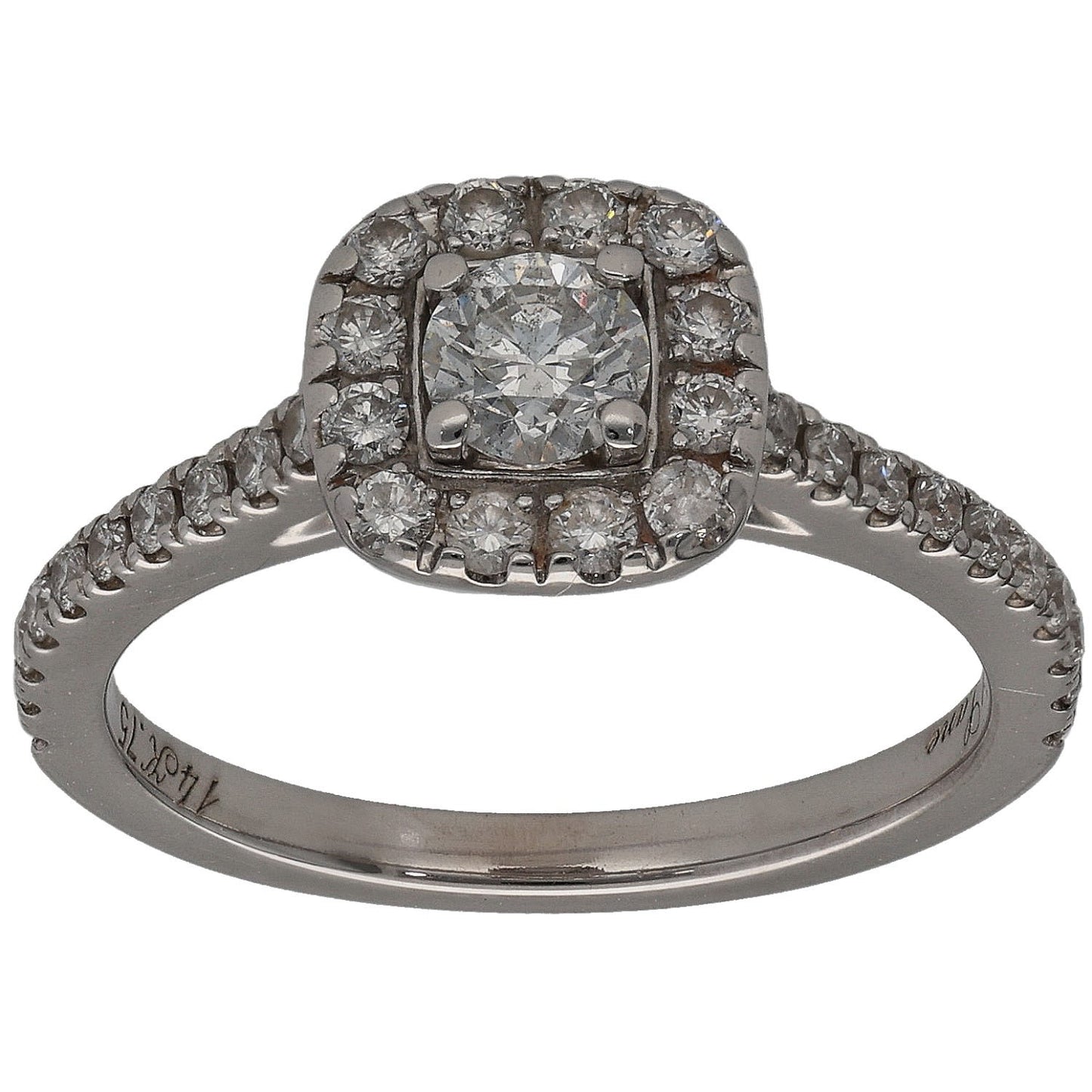 14ct White Gold 0.75ct Diamond Halo Ring Size M