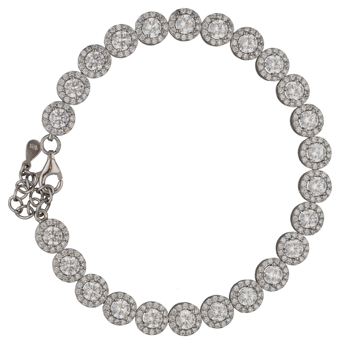 New Sterling Silver Cubic Zirconia Halo Bracelet