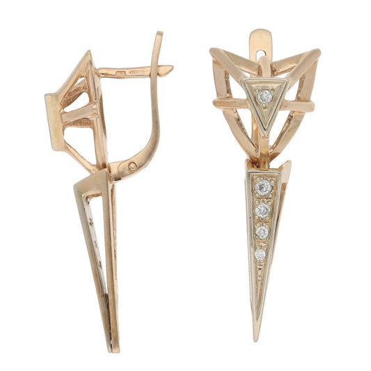 14ct Rose Gold Cubic Zirconia Drop Earrings