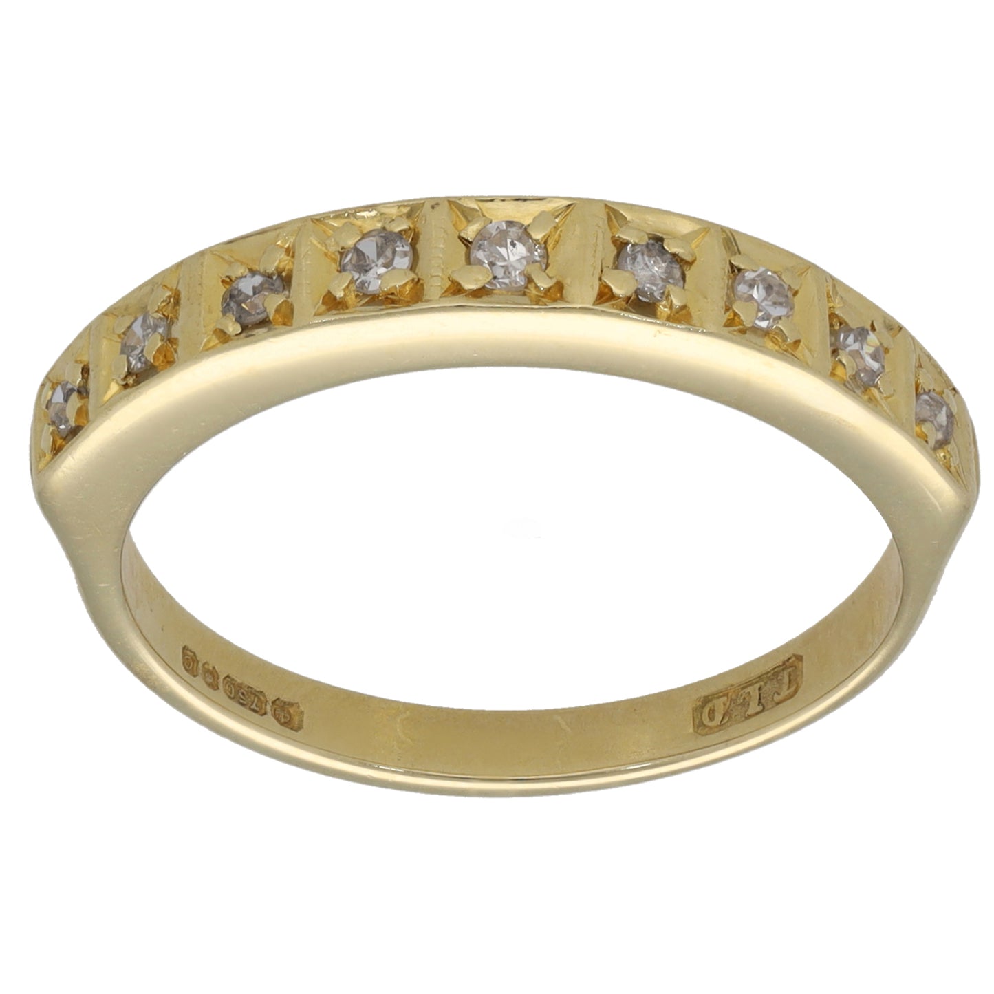 18ct Gold 0.18ct Diamond Half Eternity Ring Size O