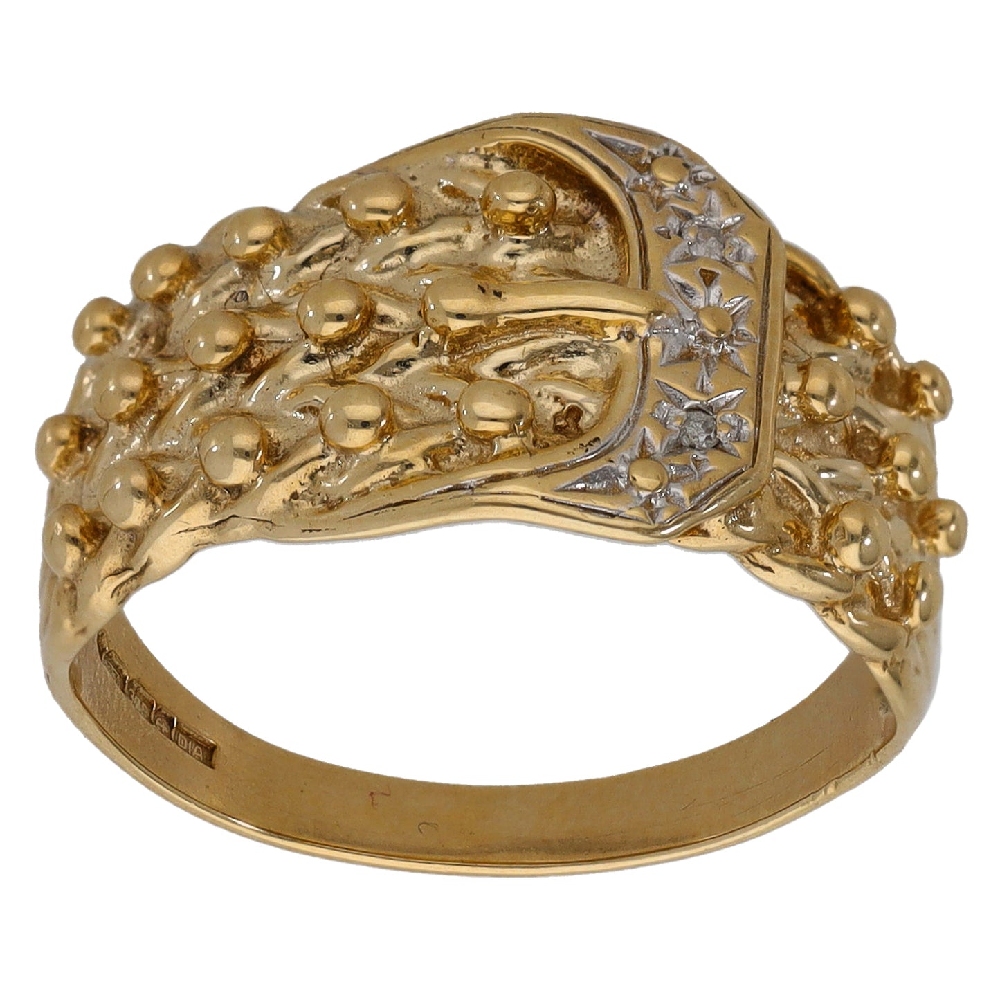 9ct Bicolour Gold 0.01ct Diamond Buckle Ring Size R