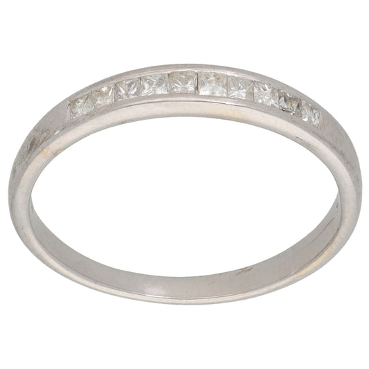 9ct White Gold 0.25ct Diamond Half Eternity Ring Size P