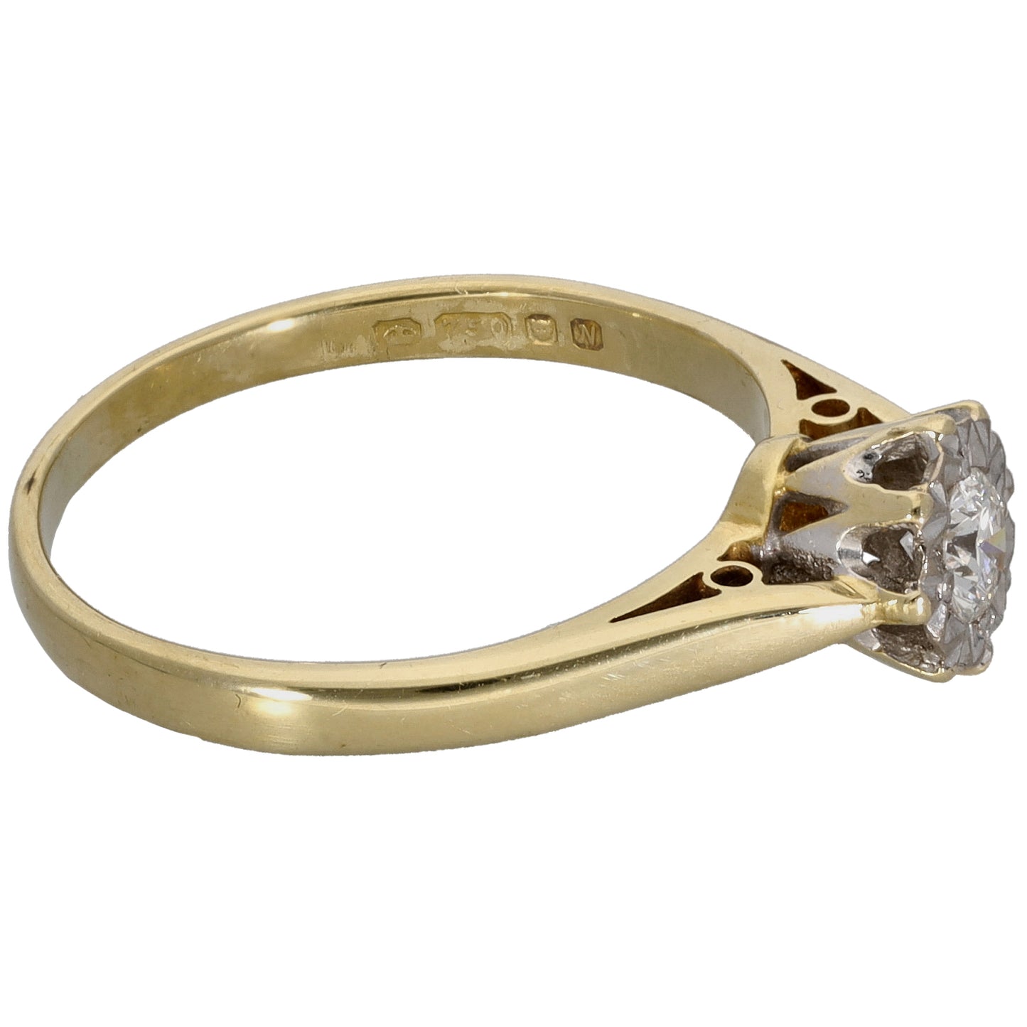 18ct Gold 0.15ct Diamond Solitaire Ring Size M