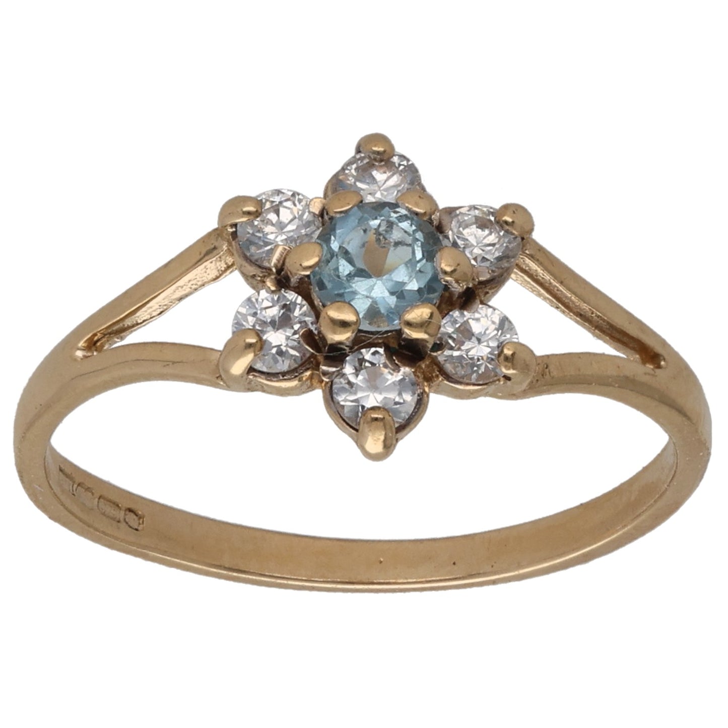 9ct Gold Topaz & Cubic Zirconia Cluster Ring Size M