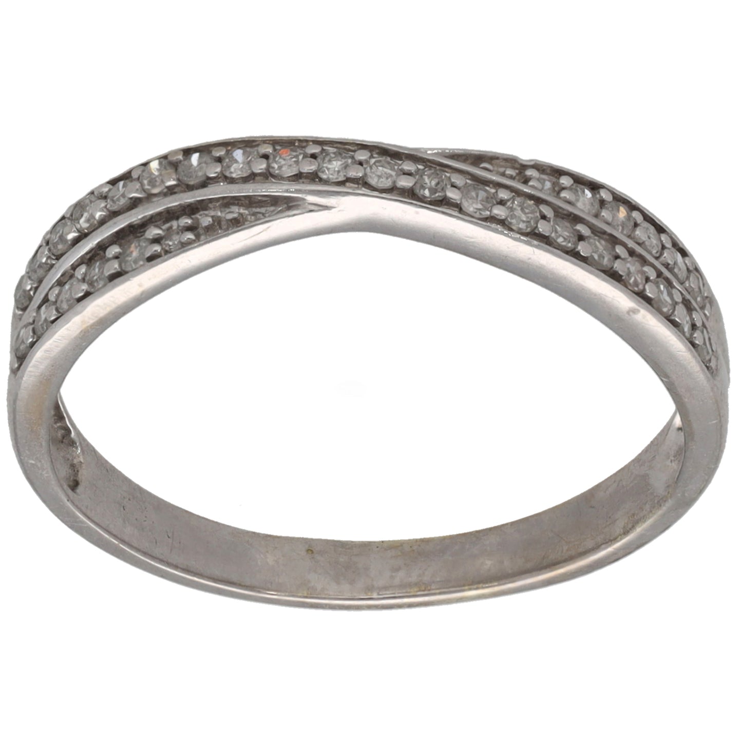 9ct White Gold 0161ct Diamond Dress/Cocktail Ring Size P