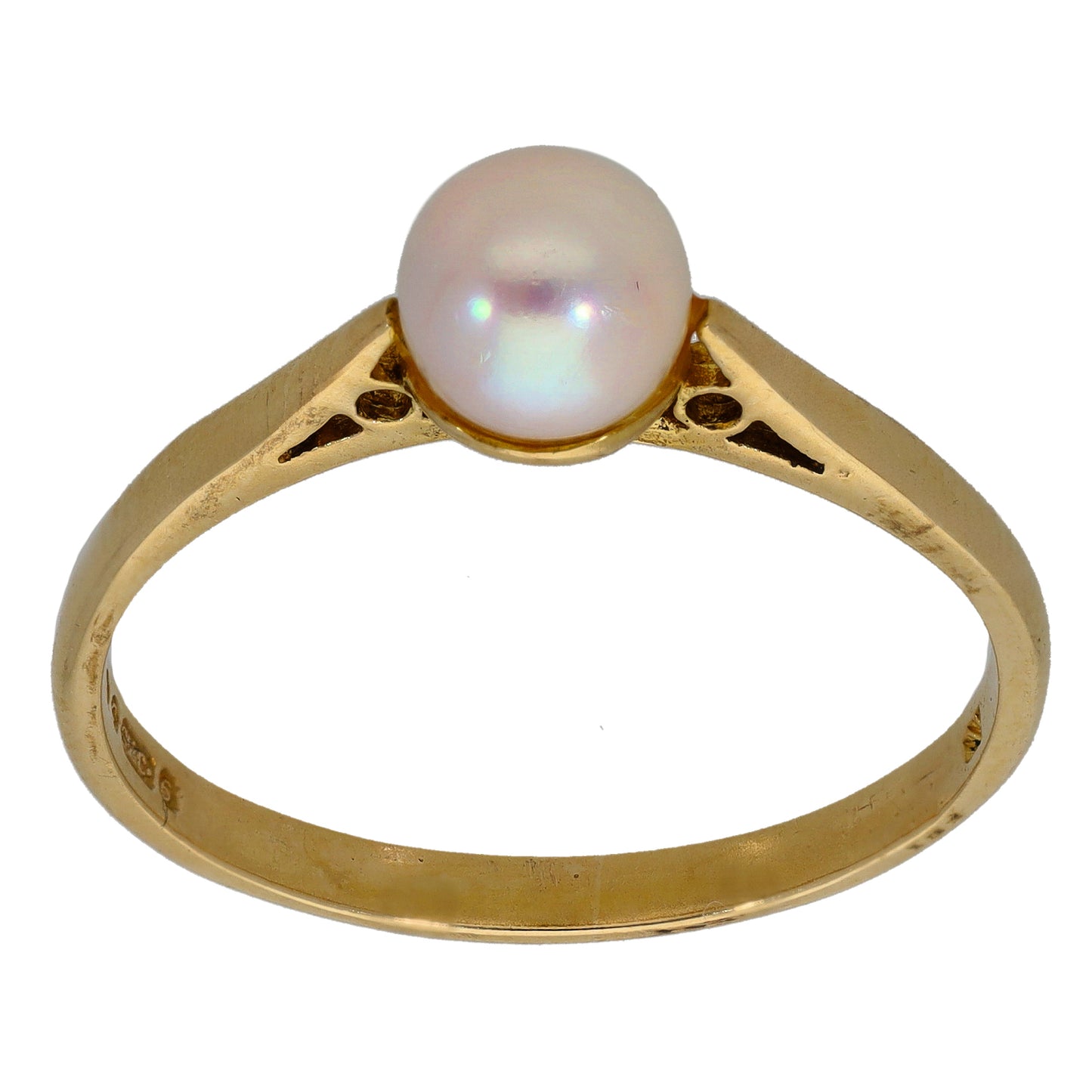 9ct Gold Cultured Pearl Single Stone Ring Size R