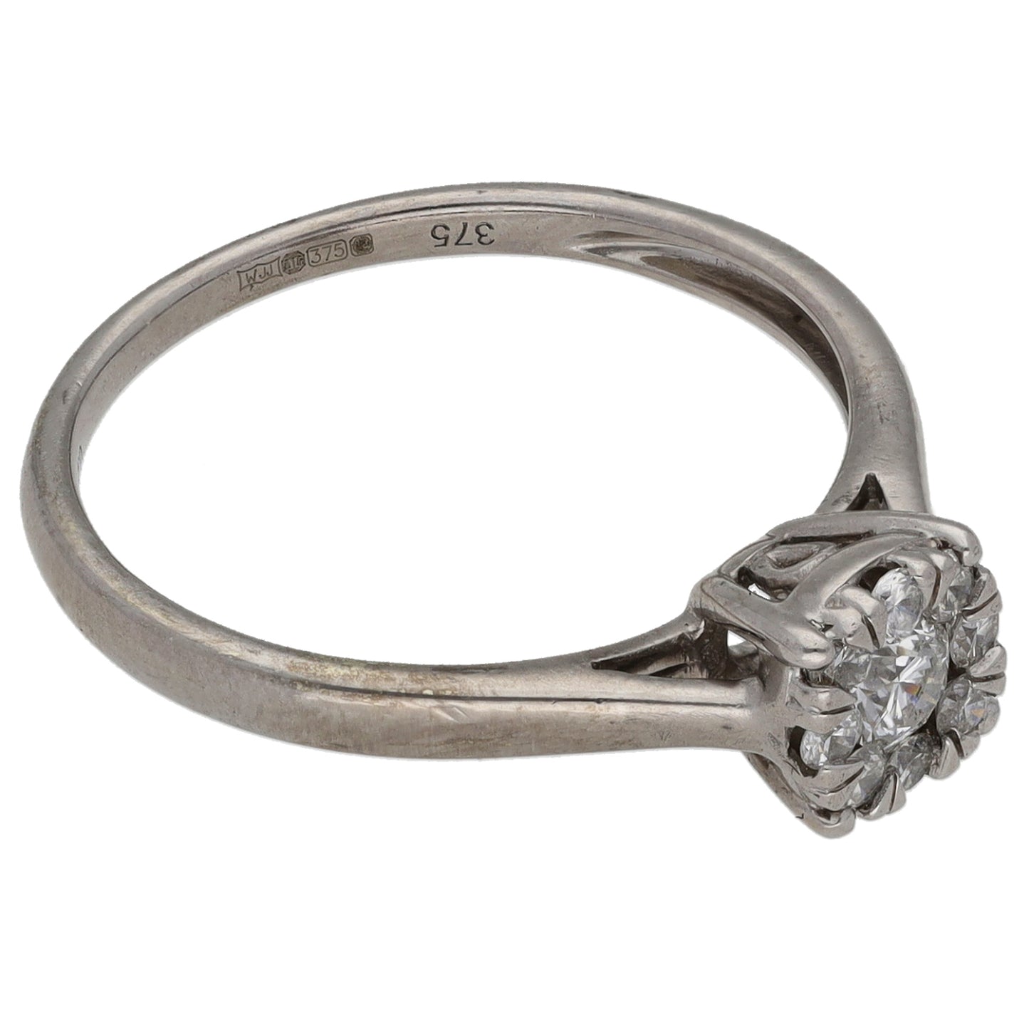 9ct White Gold 0.25ct Diamond Cluster Ring Size M