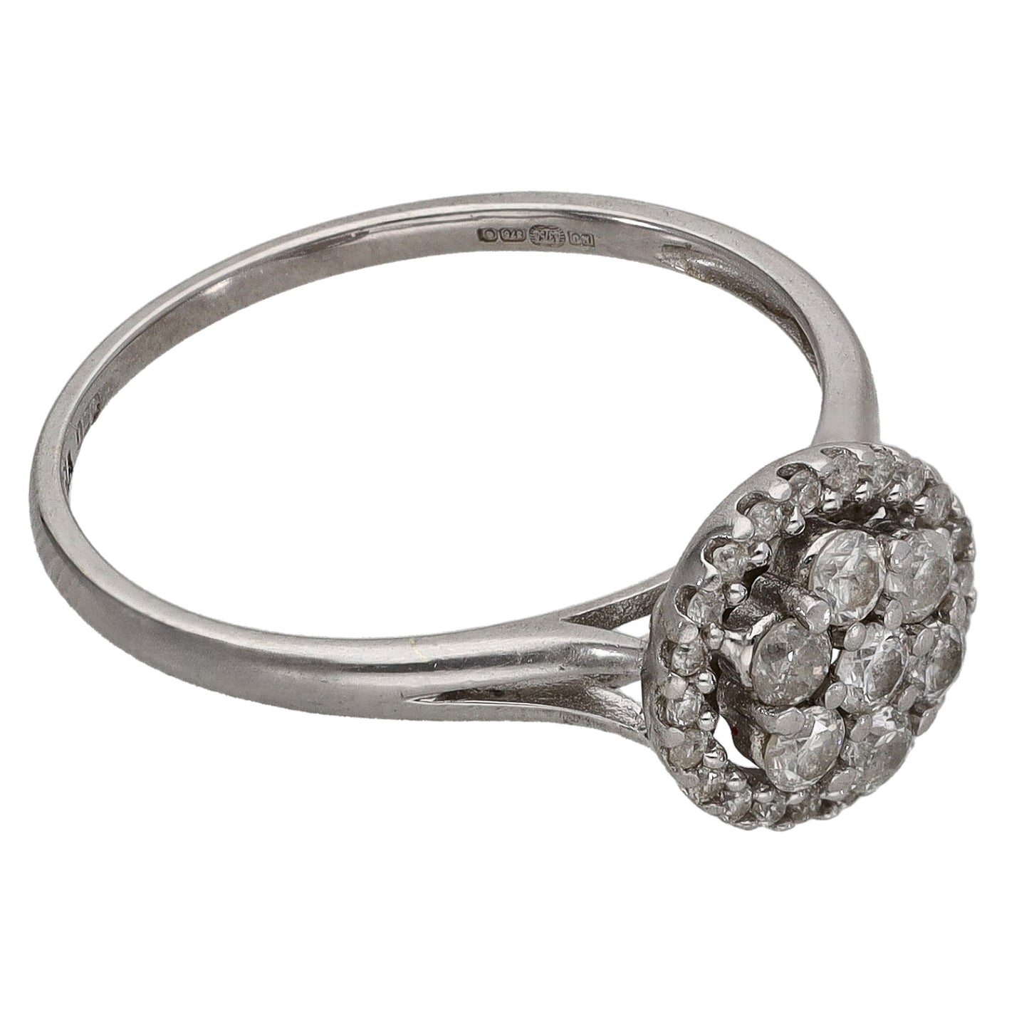 9ct White Gold 0.46ct Diamond Cluster Ring Size P