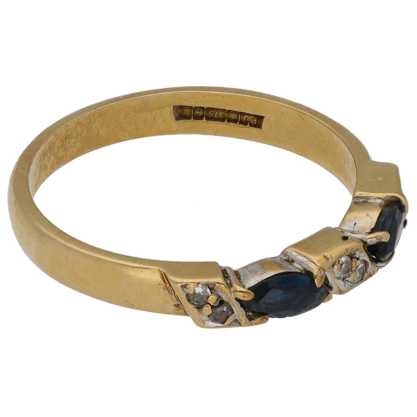 9ct Gold 0.06ct Diamond & Sapphire Dress/Cocktail Ring Size O
