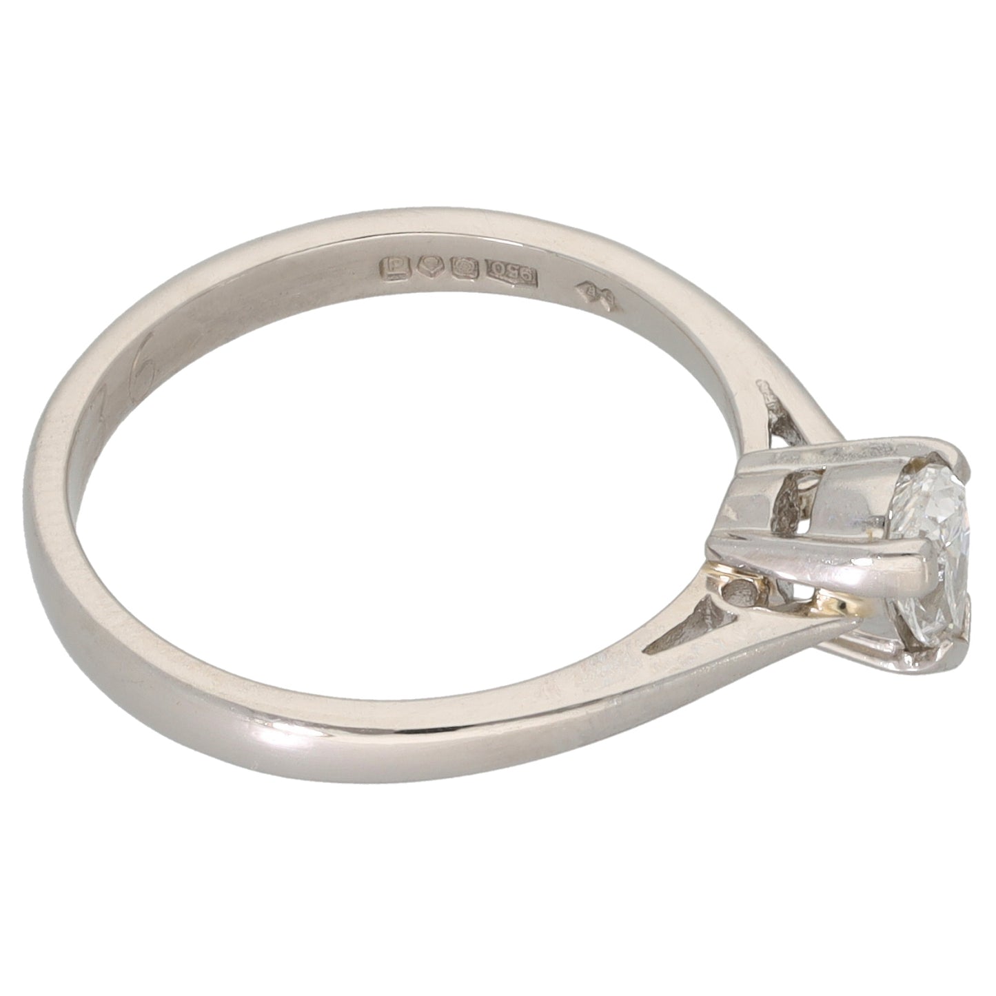 Platinum 0.36ct Diamond Solitaire Ring Size L