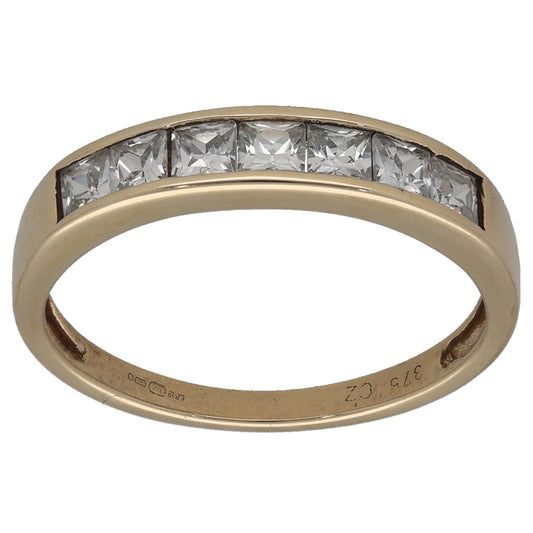 9ct Gold Cubic Zirconia Half Eternity Ring Size M