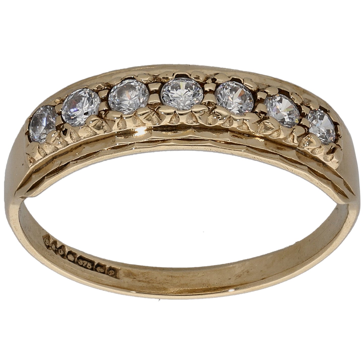 9ct Gold Cubic Zirconia Half Eternity Ring Size O