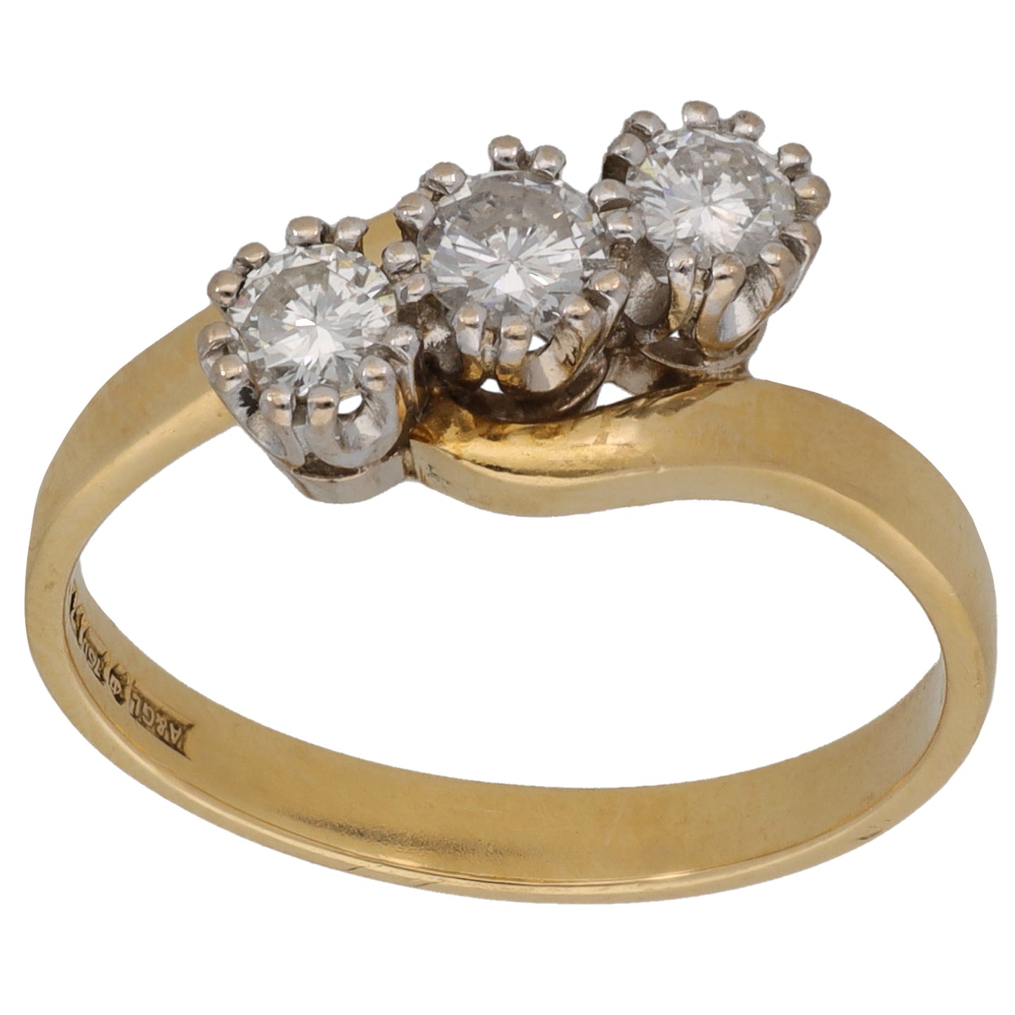 18ct Bicolour Gold 0.47ct Diamond Trilogy Ring Size O
