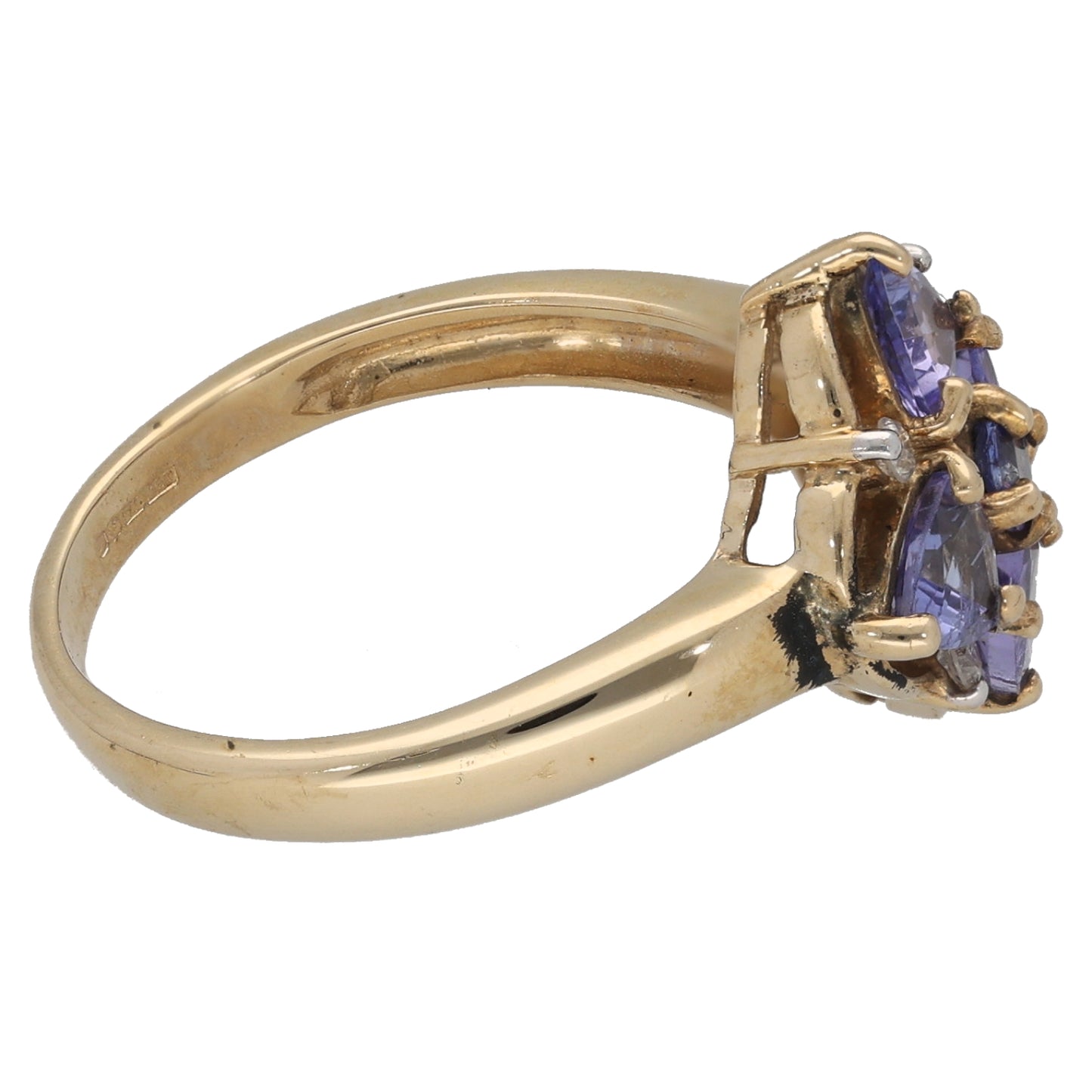 9ct Gold Tanzanite & 0.04ct Diamond Dress/Cocktail Ring Size N