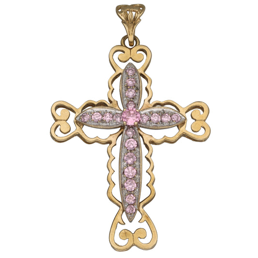 9ct Gold Cubic Zirconia Cross Pendant