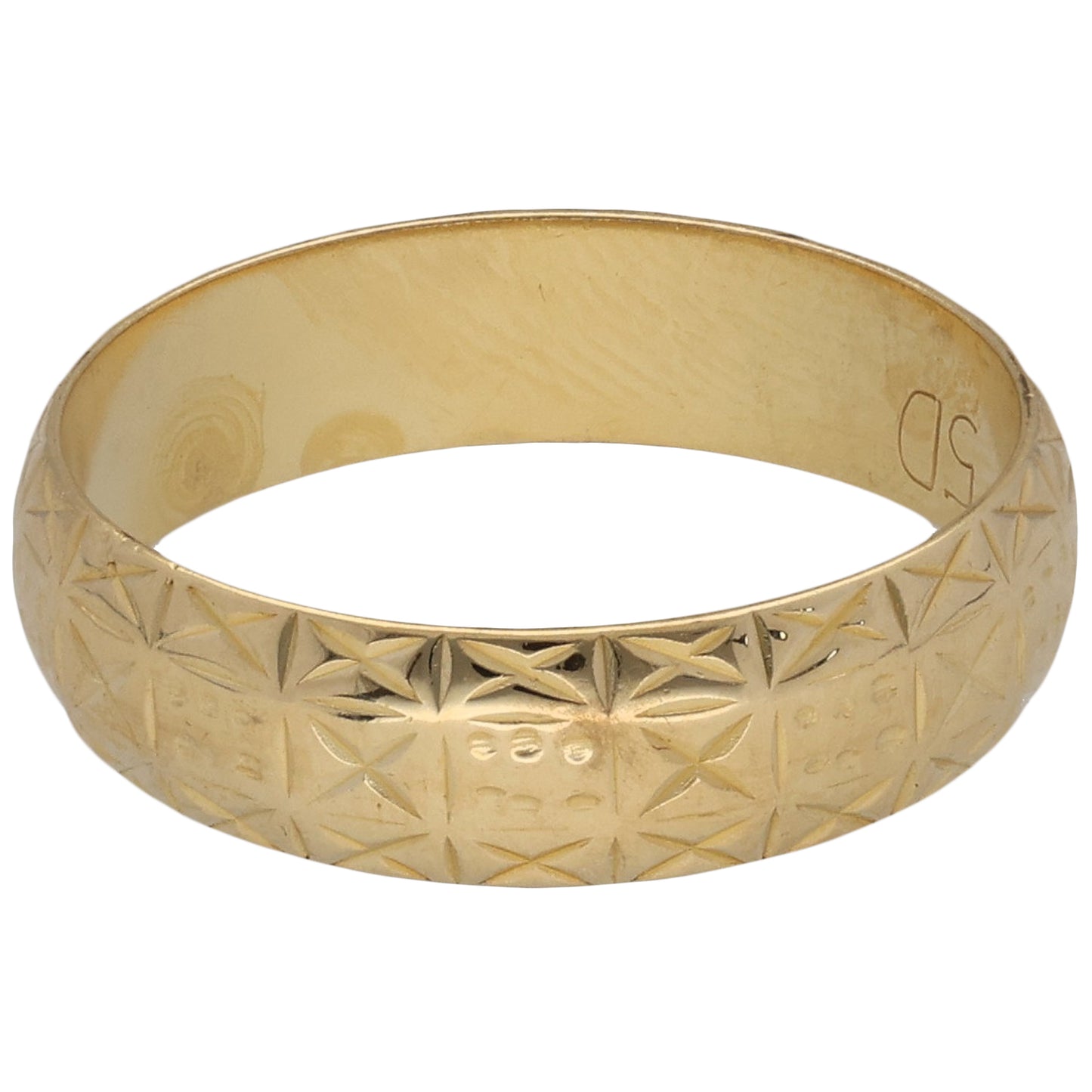 18ct Gold Patterned Wedding Ring Size L