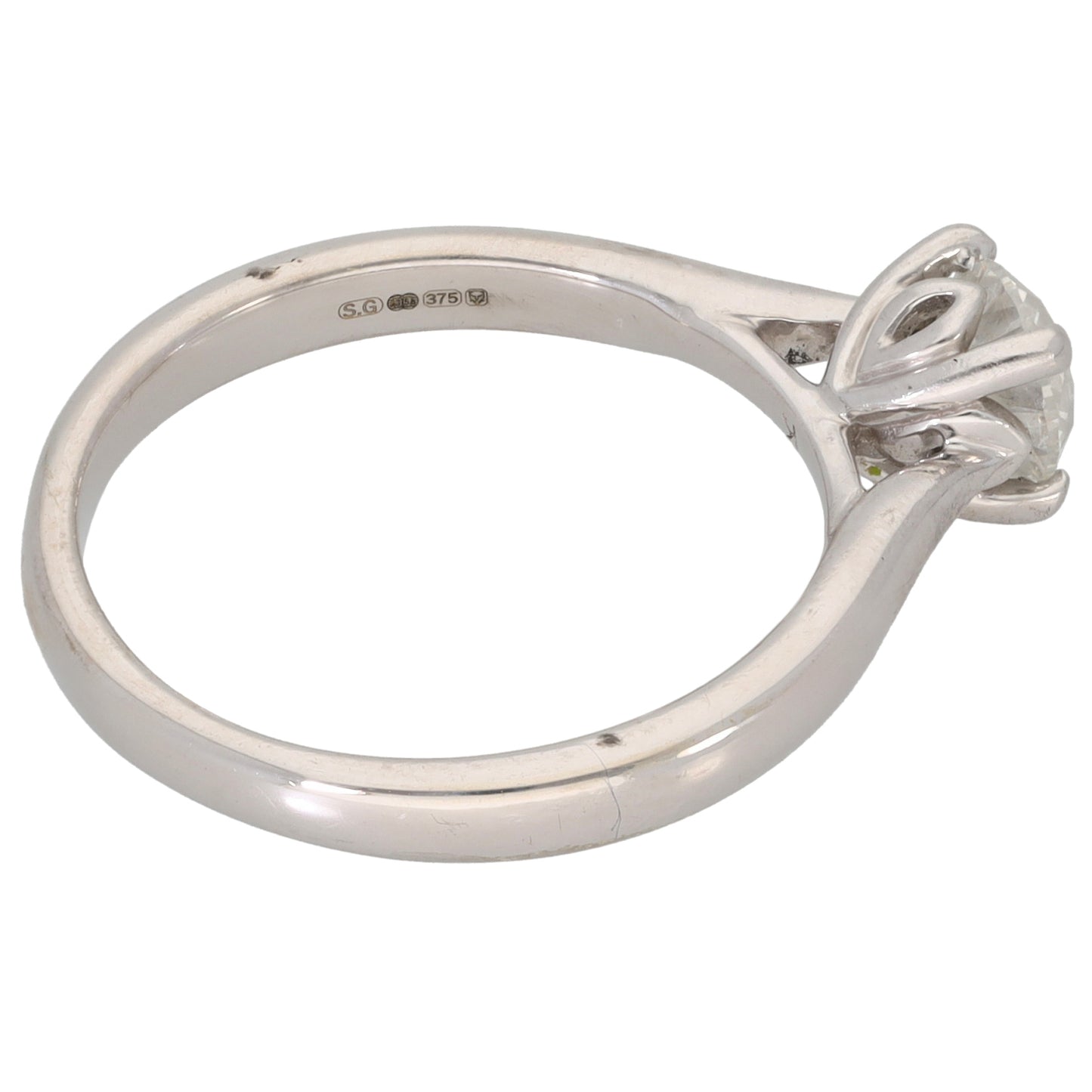 9ct White Gold 0.66ct Diamond Solitaire Ring Size M