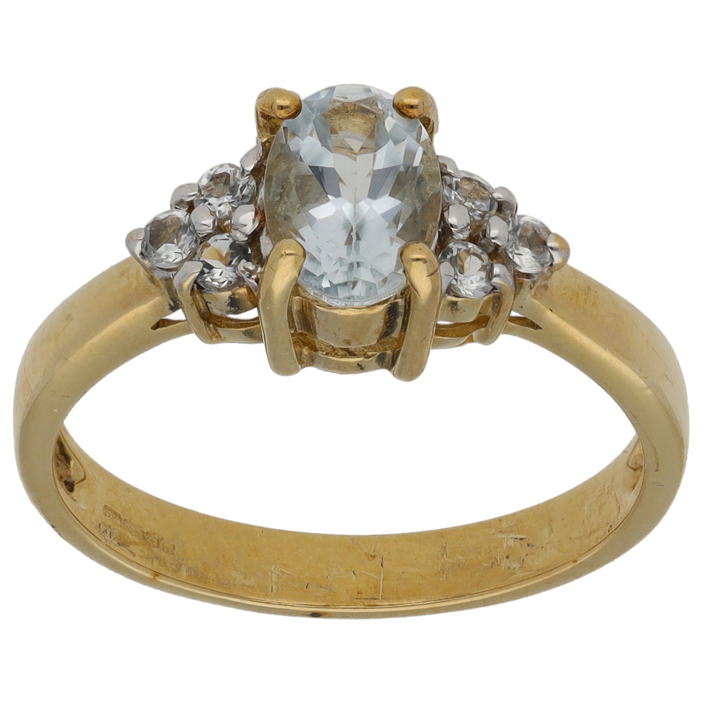 9ct Gold Sapphire & Aquamarine Dress/Cocktail Ring Size N