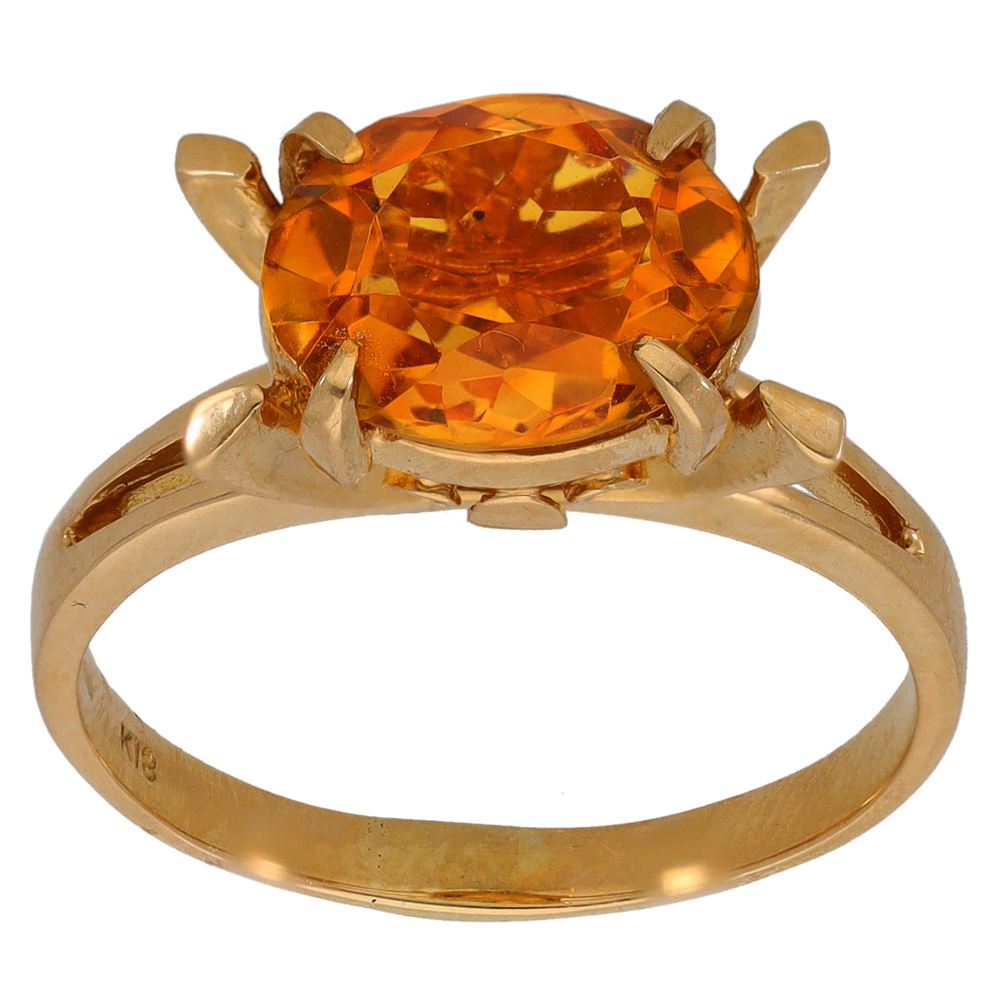 18ct Gold Citrine Single Stone Ring Size O