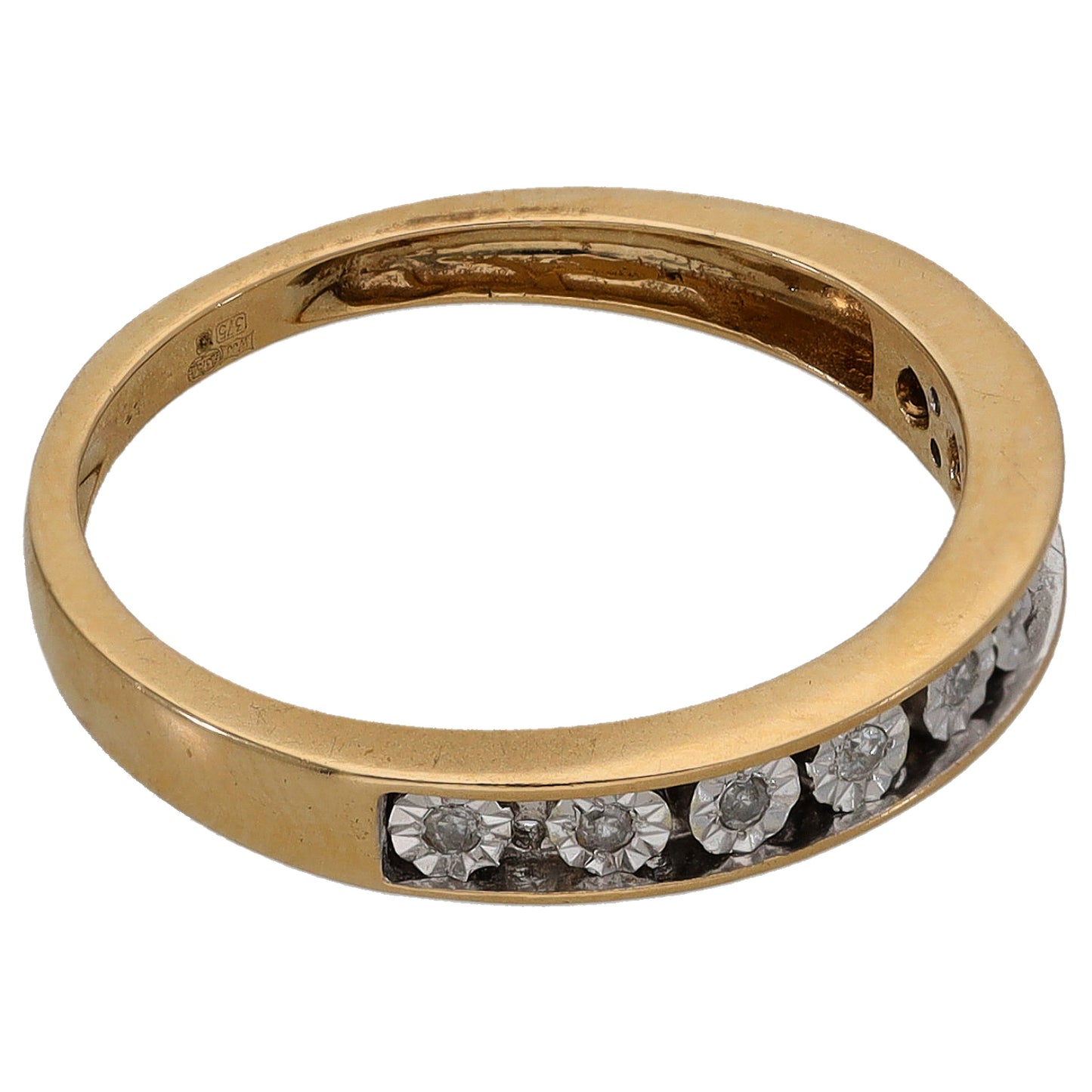 9ct Bicolour Gold 0.045ct Diamond Half Eternity Ring Size K