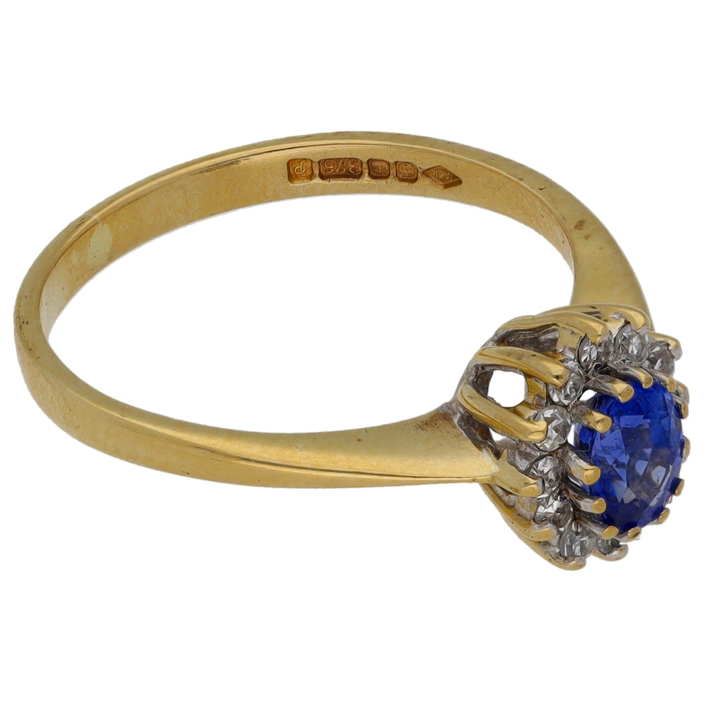 9ct Gold Sapphire & 0.12ct Diamond Dress/Cocktail Ring Size K