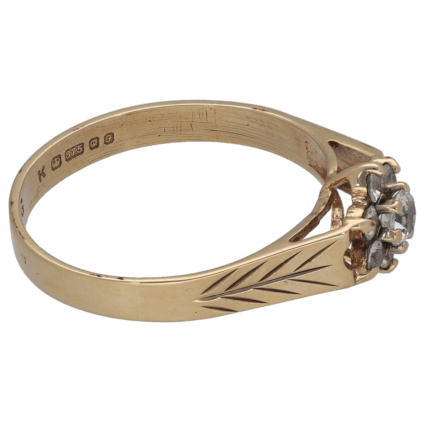 9ct Gold Cubic Zirconia Cluster Ring Size P