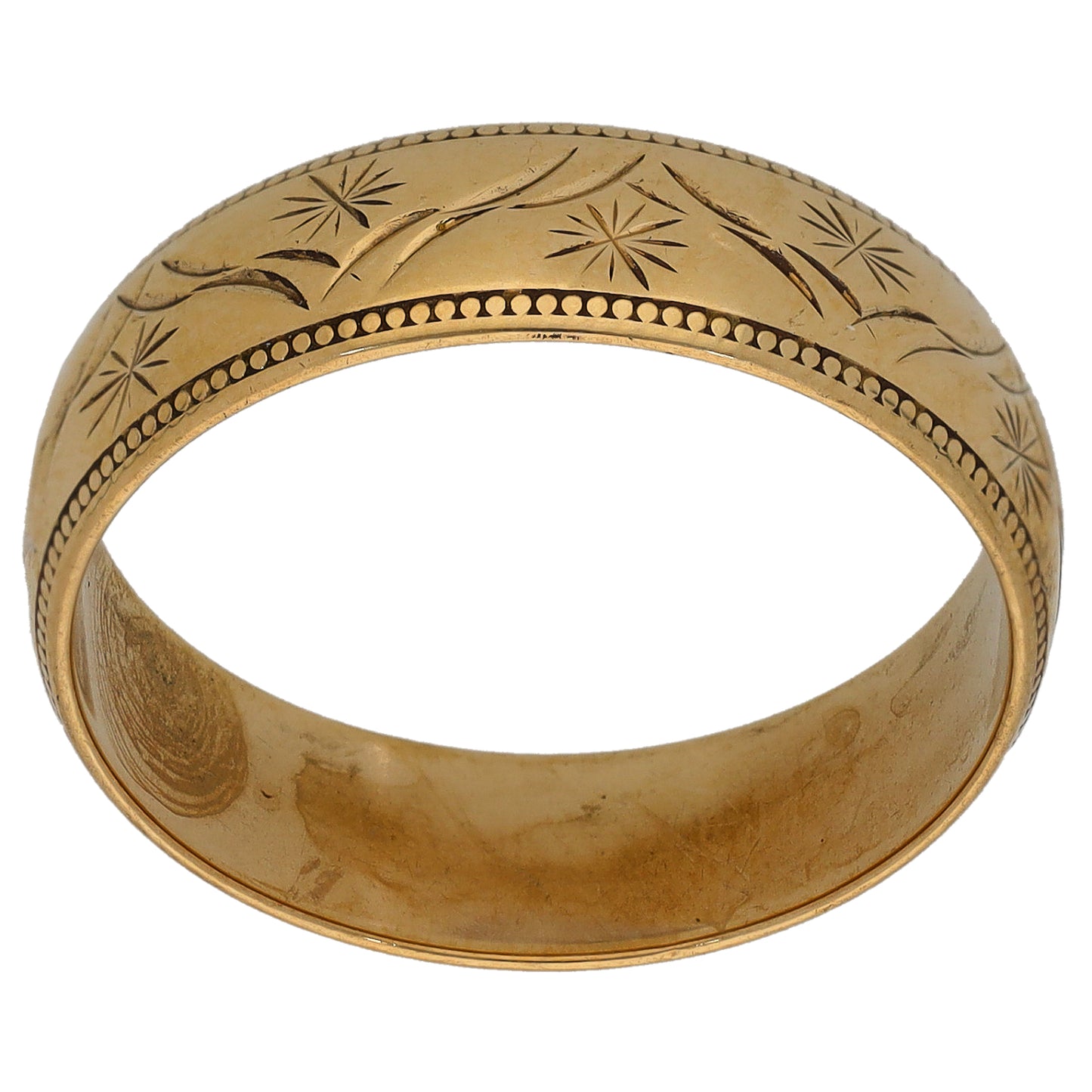 9ct Gold Patterned Wedding Ring Size S