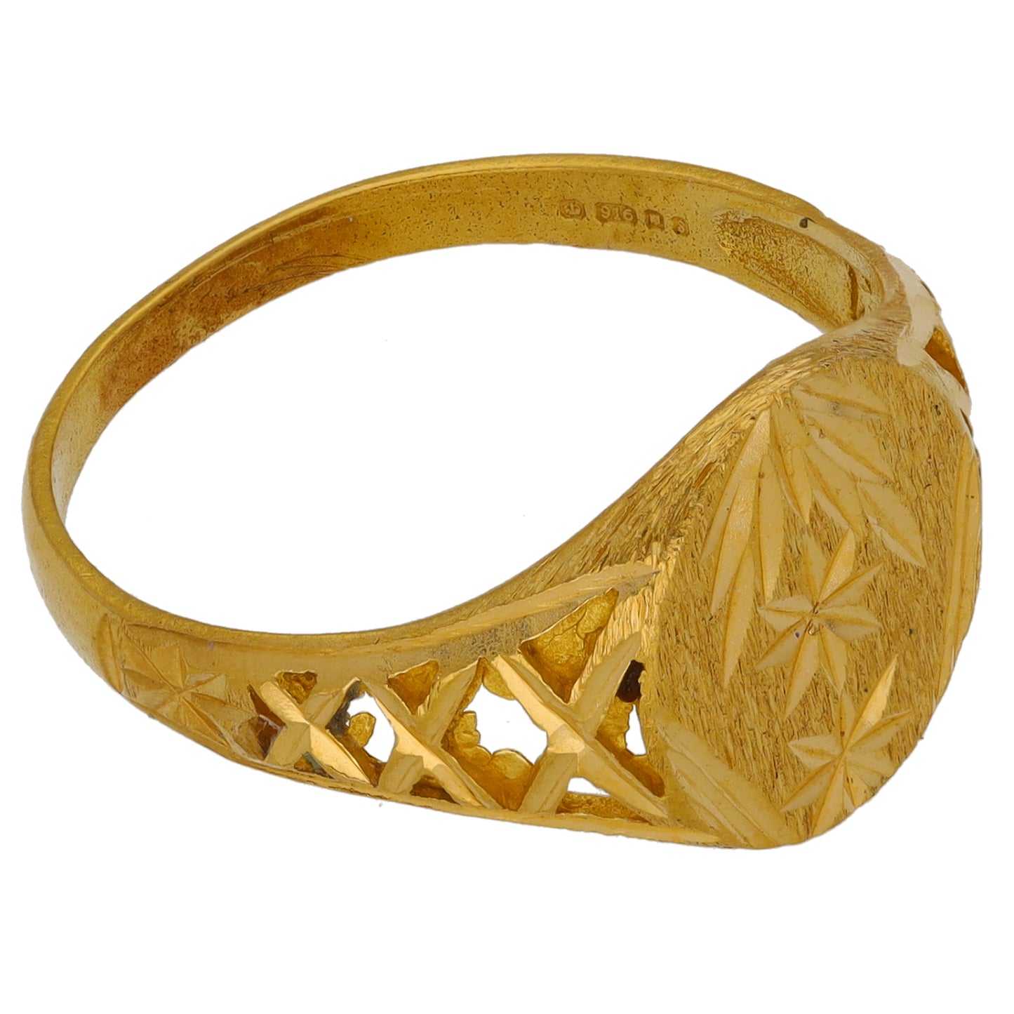 22ct Gold Patterned Signet Ring Size V