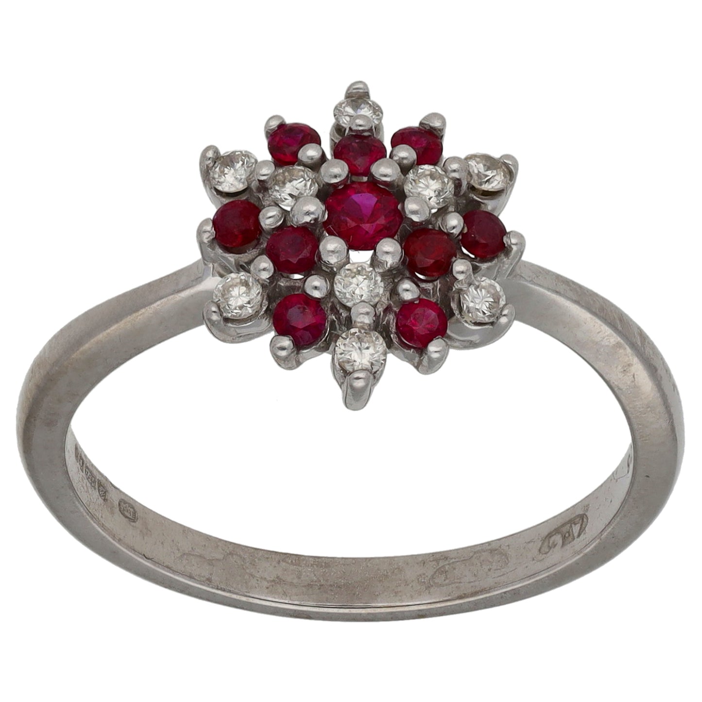 9ct White Gold Ruby Dress/Cocktail Ring Size Q