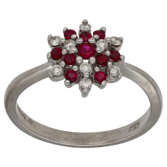 9ct White Gold Ruby Dress/Cocktail Ring Size Q