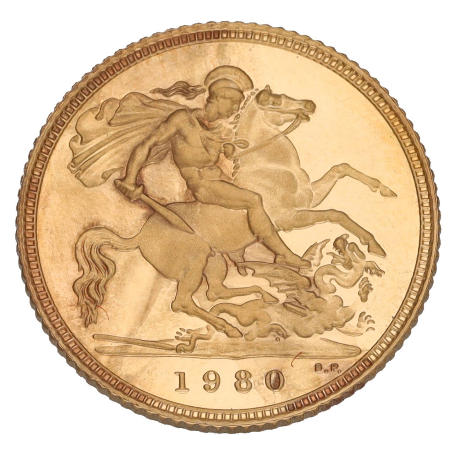 22ct Gold Queen Elizabeth II Half Sovereign Coin 1980