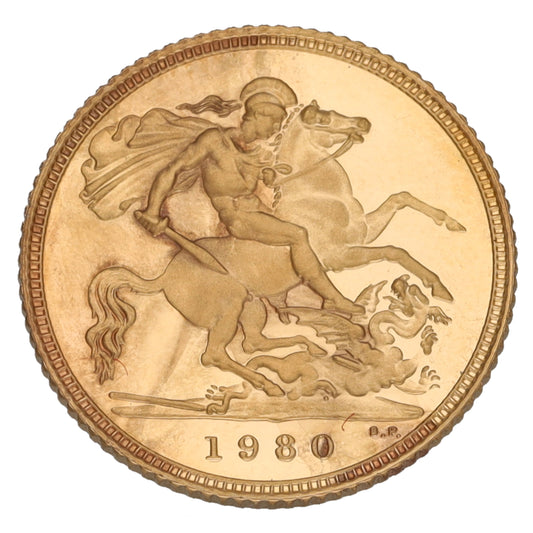 22ct Gold Queen Elizabeth II Half Sovereign Coin 1980