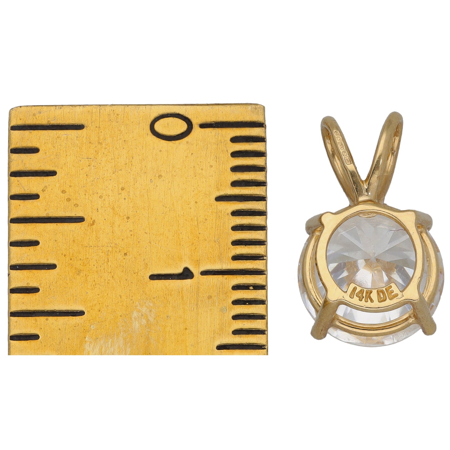 14ct Gold Cubic Zirconia Single Stone Pendant