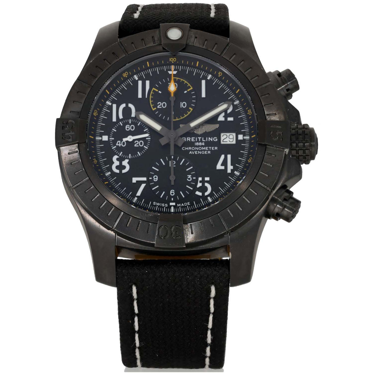 Breitling Avenger Chronograph 45 Night Mission V13317 45mm DLC Titanium Watch