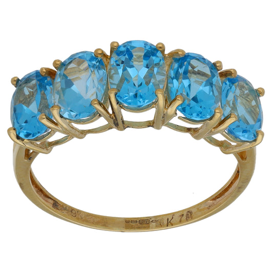 9ct Gold Topaz Half Eternity Ring Size R