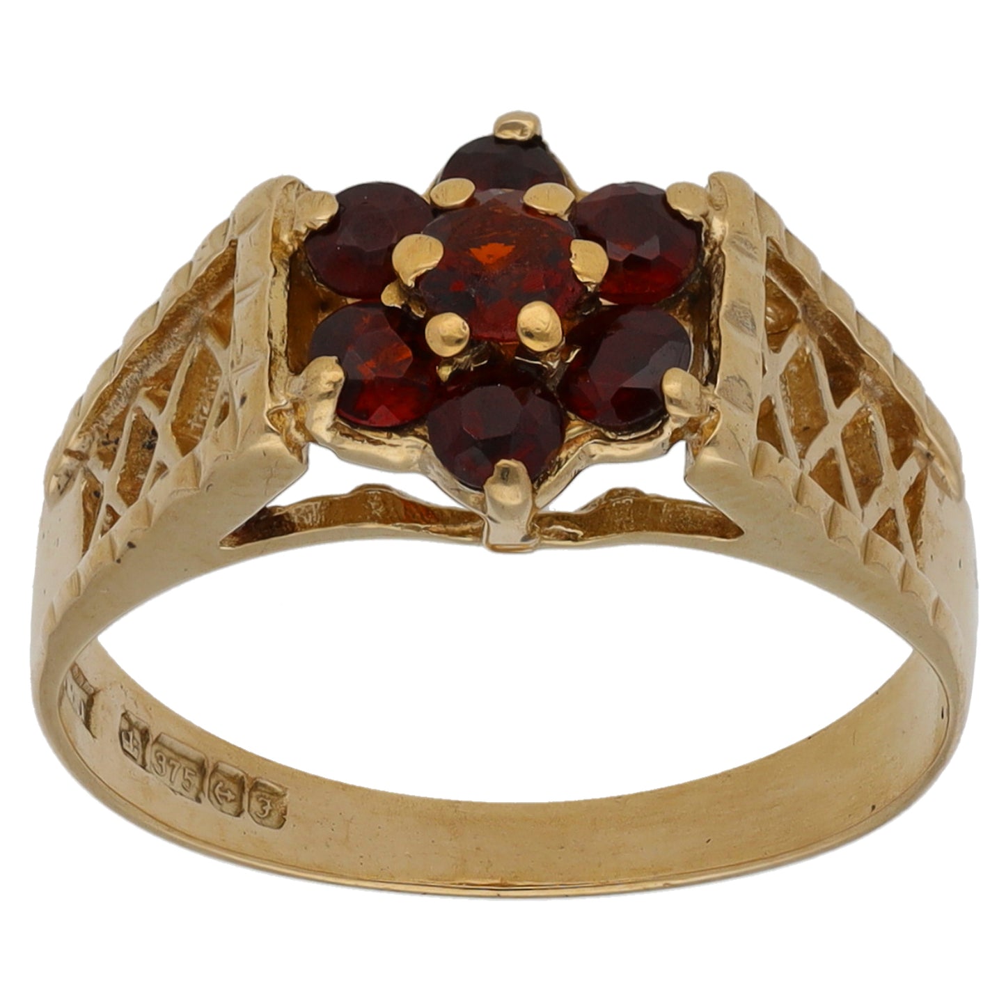 9ct Gold Garnet Dress/Cocktail Ring Size M